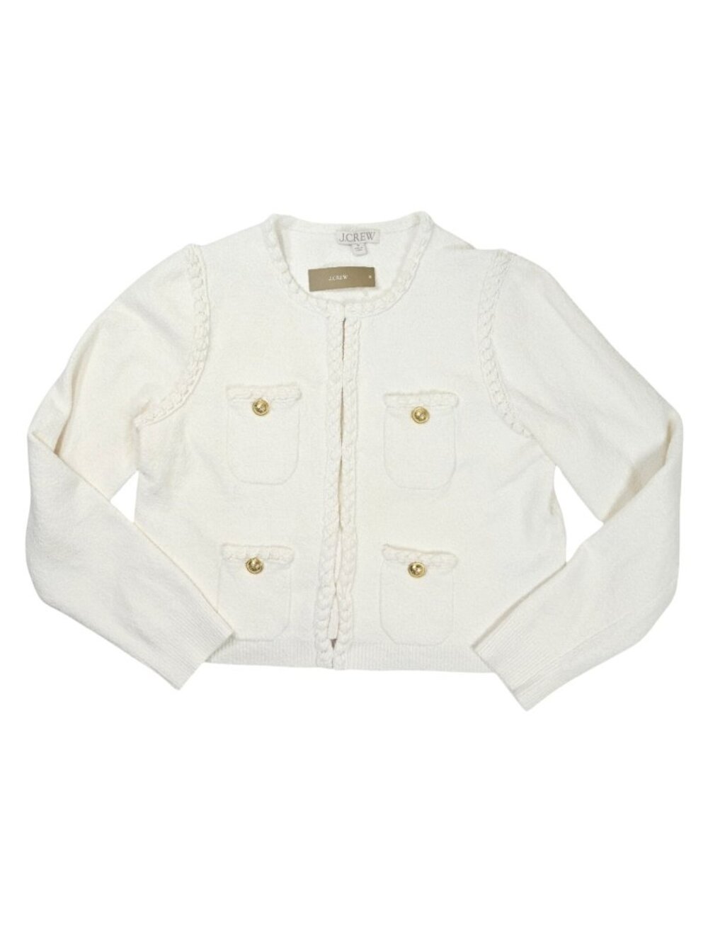 J.Crew Odette Sweater Lady Jacket BR789 in White Boucle